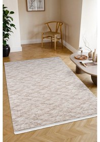 Resim Kaymaz Taban Yıkanabilir Modern Salon Mutfak Oturma Odası Çocuk Odası Halısı 5015 Vizon 