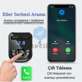 Resim All Avcill Type-c Araç Fm Transmitter Oto Teyp Bluetooth Araç Kiti Usb Mp3 Sd Kart Oto Müzik Çalar Teyp 