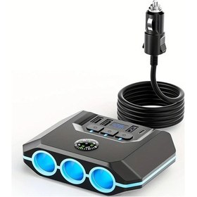 Resim Sunshine011 Tr-52 120w Abs 1-3 Araba Sarj Cihazi 12-24v Genis Voltaj Usb 30 Type C İphone Uyumlu 16 15 Pro Max 14 Samsung S24 İcin Pil Voltaj Gostergeli 