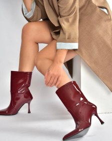 Resim V752550208 Bordo Rugan İnce Topuklu Kadın Bot Bordo-rugan 