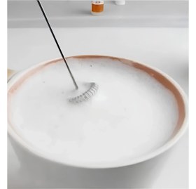 Resim Airobazar Mini Pilli Süt Köpürtücü & El Mikseri, Kahve, Cappuccino ve Yumurta Çırpıcı Telli Blender 