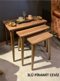 Resim Zigon Sehpa Piramit Renk-Ebat - Krem-3'lü 