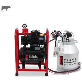 Resim Melasty Tek Güğüm Üniteli Sabit Sistem İnek Süt Sağma Alüminyum Güğüm - Silikon Memelik Yağlı Pompa 