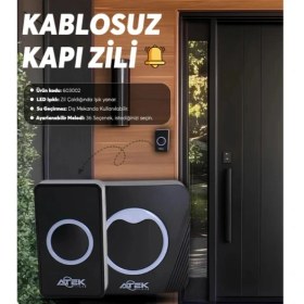 Resim Zenvia Siyah Kablosuz Su Geçirmez Kapı Zili 
