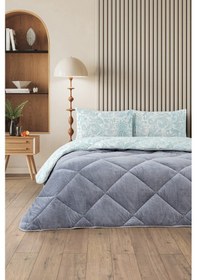 Resim Veluna Battal Boy Lüx Wellsoft Yorgan Çift Taraflı - 2 Adet Yastık Kılıflı Yorgan Seti 215x235 Cm Yeşil 