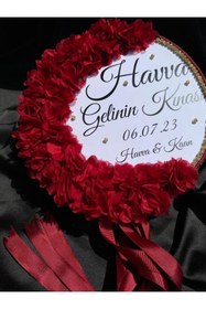 Resim TAN EVENT 30 Cm Bordo Taşlı Gelin Defi,kına Gecesi Tef,bekarlığa Veda,henna Night, Nedime 