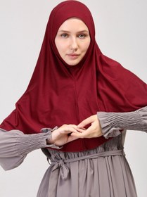 Resim manolyaşal islamic hijab Pratik Eşarp Peçeli-peçesiz Hazır Türban Sufle Bordo 