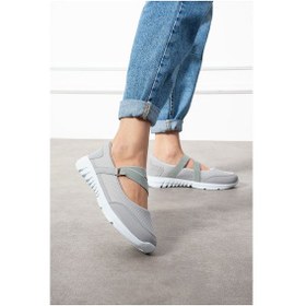 Resim Wordex Bb-1 Kadın Günlük Fileli Lastikli Babet Yazlık Kadın Ayakkabı Gri 