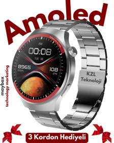 Resim Maybax Haino Teko Curved Amoled Ekran 3 Kordon Hediyeli Akıllı Saat Amoled Ekran Sesli Görüşme 