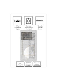 Resim West Home Dijital Baskı Yıkanabilir Kaymaz Taban Leke Tutmaz Gri Mutfak Halısı Salon Halısı Ve Yolluk Wh 579 Grey 