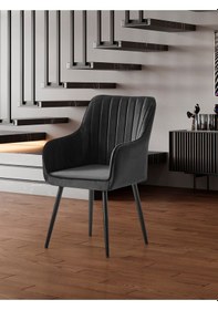 Resim Nova Sandalye - Babyface Siyah - Metal Siyah Ayak 4 Adet Siyah 