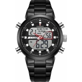 Resim Hanyang Siyah Lıge Üst Marka Lüks Erkek Saat Paslanmaz Çelik Su Geçirmez Çift Ekran Kuvars Adam Saatler Spor Aydınlık Erkekler Relogio Masculino (Yurt Dışından) 