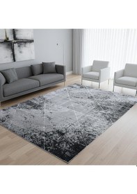 Resim Zarra Dokuma Gri Siyah Salon Halısı Mutfak Halısı Koridor Halısı Yolluk Z011a Gri - Siyah 
