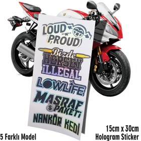 Resim Automod kelebek cam uyumlu suv arazi aracı motosiklet atv bisiklet sticker etiket seti - hologram model 