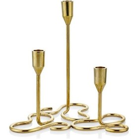 Resim Lamedore Curve Brass 3'lü Mumluk 25x25x25,5 Cm Gold 