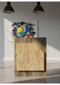 Resim Resital Ledli Karşılama Bankosu G-90 Cm Ofis Kasa Resepsiyon Masası Banko-002-2-6 