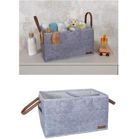Resim Flosoft Keçe Derili 3 Gözlü Anne Bebek Bakım Çantası, Çok Amaçlı Düzenleyici Organizer Çanta 001 