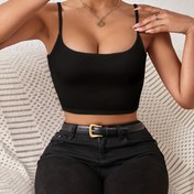 Resim Crop Spaghetti Strap Top, Yaz için Çok Yönlü Sırtı Açık Cami Üstü, Kadın Giyim 