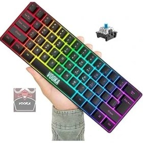 Resim Vooka Trol Blue Switch Mini Rgb Oyun Klavyesi Gaming Mekanik 62 Tuşlu 18 Rgb LED USB Type-C Kablo 