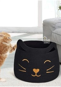 Resim Oyuncak Sepeti, Jüt Sepet, Kedi, Köpek, Evcil Hayvan, Çocuk odası, Sepet Siyah-Kedi 