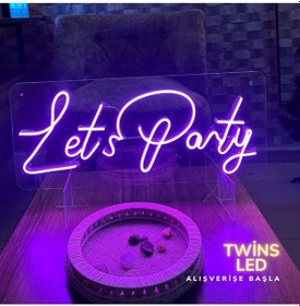 Resim Let's Party Yazılı Neon Tabela Pembe 