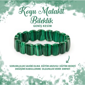 Resim Deniz Doğal Taş Sertifikalı Malakit Doğal Taş Geniş Kesim Bileklik 