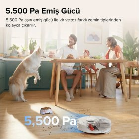 Resim Roborock Q8 Max Beyaz 5.500 Pa Emiş Gücü Duoroller Fırça Lidar Navigasyon Robot Süpürge Beyaz 