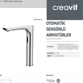 Resim Creavit Fotoselli Uzun Lavabo Bataryası Tek Su Girişli ES6500 