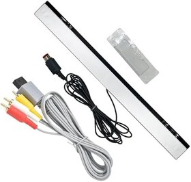 Resim 2'si 1 arada Wii Sensör Çubuğu ve AV Kablo Kitleri, Nintendo Wii ve Wii U Konsolu ile Uyumlu Yedek Ses Video Kablosu ve Kablolu Kızılötesi Ray Sensör Çubuğu 