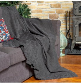 Resim Jakarlı Şönil Koltuk Örtüsü Çekyat Örtüsü Koltuk Şalı 110x175 2 Ad. Kaymaz Gri Gri 