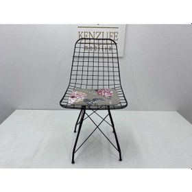 Resim Knsz kafes tel sandalyesi 1 li mazlum syhyaprak gri kumaş ofis cafe bahçe mutfak 