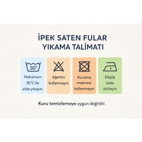 Resim Lente Aksesuar Kadın Çok Renkli Sanatsal Çizgili Premium Kalite İpek Saten Fular 55x55cm Turuncu - Mavi 