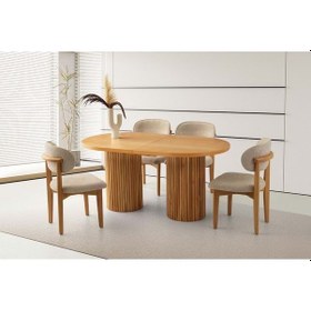 Resim Mobilgen Naturel 4 Adet Nergis Sandalye Picasso Masa Takımı 