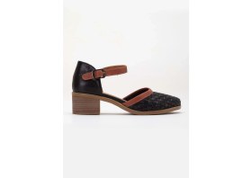 Resim Analin Shoes Kadın Deri Burnu Kapalı Örgülü Sandalet - Siyah 