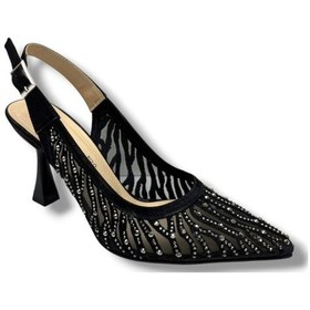 Resim Desire 467-26 Saten Simli Taşlı İnce Topuk Kadın Abiye Ayakkabı Siyah 