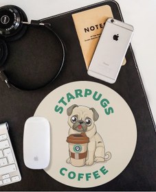 Resim WuW Starpugs Kahve Pug Köpek Yuvarlak Kaymaz Taban Mouse Pad 