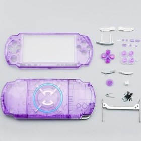 Resim Hzxkqmil Sony PSP 3000 PSP3000 konsol için yedek gövde tam kabuk kiti, ön kılıf arka kapak Faceplate tuşlu vida seti (şeffaf mor) 