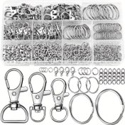 Resim 275 parçalık Vintage Stil Demir Anahtarlık Yapım Seti, Bükülebilir Kancalar, Karabina Tokaları, Mini Halkalar, Boncuklu Takılar, El Çantası Askısı için DIY El Sanatları Aksesuarları, Spor Teması, Güç Gerektirmez 