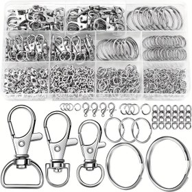Resim 275 parçalık Vintage Stil Demir Anahtarlık Yapım Seti, Bükülebilir Kancalar, Karabina Tokaları, Mini Halkalar, Boncuklu Takılar, El Çantası Askısı için DIY El Sanatları Aksesuarları, Spor Teması, Güç Gerektirmez 
