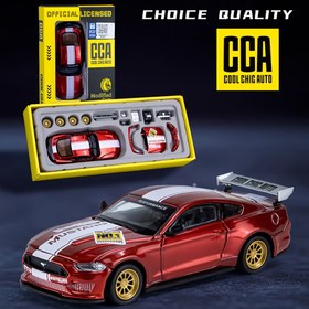 Resim 1 adet CCA 1:42 Ford Mustang GT2018 Kırmızı Araba Modeli Kapıyı Açabilir Yedek Parça Toplama Modeli Süs Oyuncakları Cadılar Bayramı Noel Hediyesi 