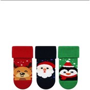 Resim Veraye socks Ayı,penguen Desen Baskılı Havlu Erkek Bebek Çorabı 