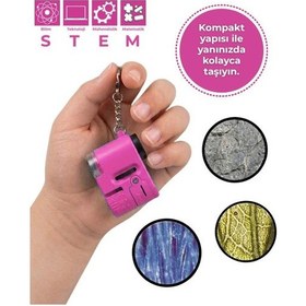 Resim Temel Cep Mikroskobu 60x Led Ve Uv Işıklı Taşınabilir Pembe Mikroskop 