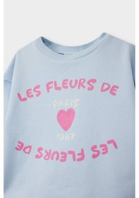 Resim Defacto Kız Bebek 2li Takım Baskılı İçi Yumuşak Tüylü Sweatshirt Eşofman Altı F0548a525wnbe343 Mavi 