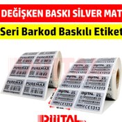 Resim Seri Numaralı Barkod Baskılı Etiket Silver Mat Demirbaş Etiketi 1000 Adet 