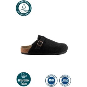 Resim Roy Jones 7004 Unisex Siyah Yün Keçe Günlük Ev Terlik Siyah 