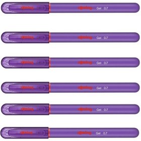 Resim Rotring Jel Mürekkepli Tükenmez Kalem Mor 6'li 