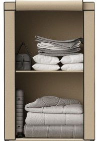 Resim Çelik Borulu Bej Yorgan Hurcu Bez Dolap Yüklük Gardırop Bej 