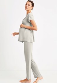 Resim Yumuşak dokulu hamile pijama takımı - Pudra Pembesi / S 