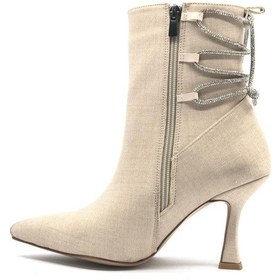 Resim Feles Arkası Taş Detaylı Topuklu Kadın Bot 001 