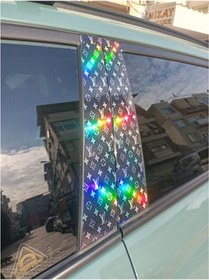 Resim LV HOLOGRAMLI 50X25 CM 2 ADET Sticker / Araç Kapı Direği Kaplama Folyosu Sağ Ve Sol Takım 